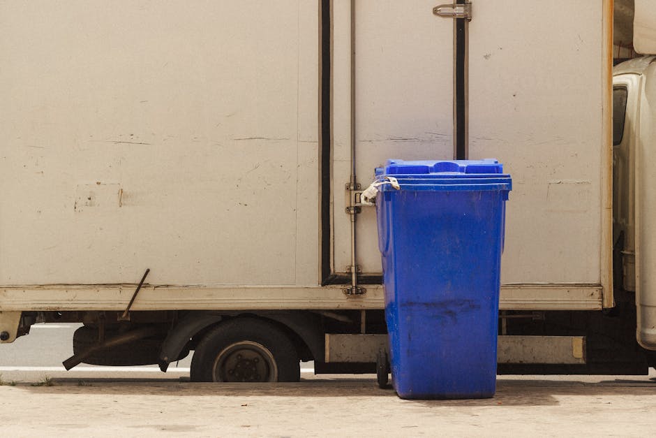 A row of six large wheelie bins made of plastic, two black and four white, lined up on a paved surface in an outdoor setting. The black bins are designated for paper waste and are labeled with visible signs indicating their purpose. The white bins appear to be for general waste disposal, with labels that are not clearly legible. Behind the bins, there is a large, dark shipping container with a corrugated metal surface and a small logo or sign on the door, partially obscured. To the right of the bins, a smaller black sign is attached to the container, likely providing additional information about waste collection services. Overhead, there are trees with dense foliage, creating a shaded environment. The scene appears to be part of a waste collection or disposal site, possibly managed by Waste Collection Catford, reflecting an environment dedicated to private or independent rubbish removal, with a focus on organized waste segregation and disposal.